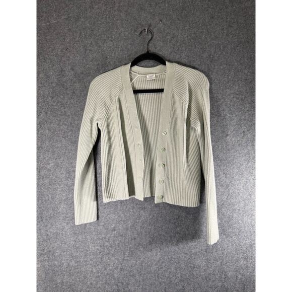 Abercrombie & Fitch Sweater Women‎ Medium Green Ribbed Cropped Feminine Dainty - Picture 1 of 7